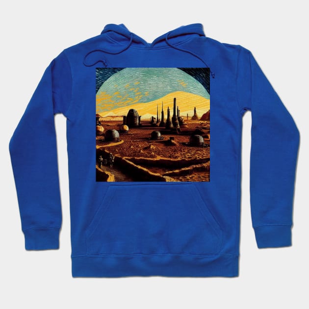 Starry Night in Mos Eisley Tatooine Hoodie by Grassroots Green
